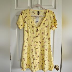 Yellow floral button down dress